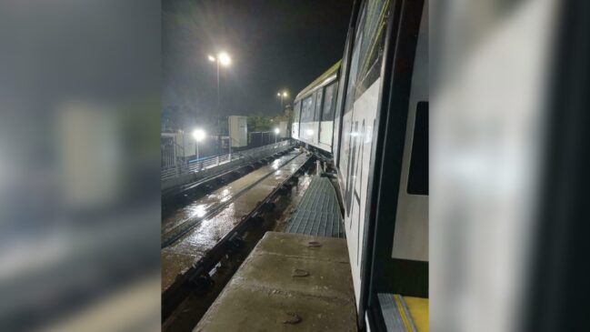 Incidente ocorreu em um trecho de troca de vias entre os Terminais 1 e 2, nas proximidades do Terminal 2