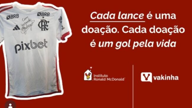 Participante que fizer a maior oferta garante a camisa histórica, mas todos os valores arrecadados contribuem para a causa