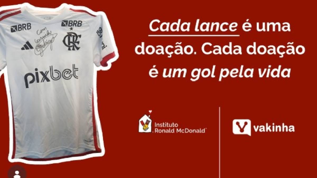 Participante que fizer a maior oferta garante a camisa histórica, mas todos os valores arrecadados contribuem para a causa