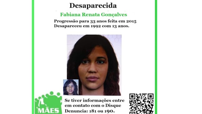 Fabiana, filha de Vera, com a progressão para a aparência que teria atualmente
