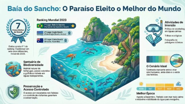 Para chegar à areia, os visitantes precisam enfrentar um desafio físico: o trajeto envolve escadarias e degraus de pedra instalados em fendas nas falésias - (Reprodução/YouTube)