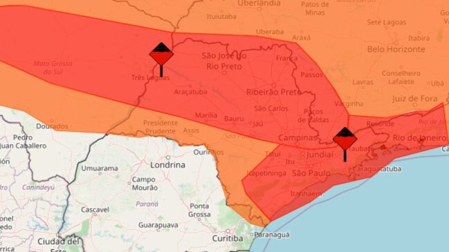 Aviso de grande perigo abrange diversas regiões do estado, incluindo a região metropolitana e o interior