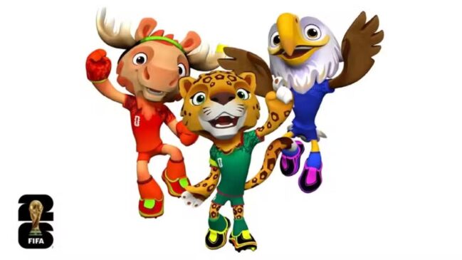 Maple, Zayu e Clutch são os três mascotes da Copa do Mundo de 2026 e representam Canadá, México e Estados Unidos, países que sediarão juntos a Copa do Mundo 2026