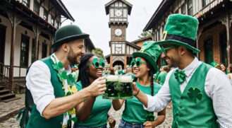 Com ambientação temática e o tradicional chope verde, celebração leva o clima da Irlanda para a neblina de Paranapiacaba