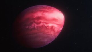 Representação artística mostra o exoplaneta deformado pela gravidade extrema