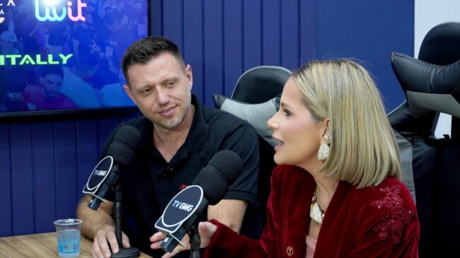 Marcelo Tuccio e Paula Baldini durante entrevista à TV GMG nesta sexta