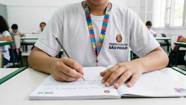 Ilustração de aluno com autismo da rede municipal de SP; eles representam 65% da educação especial