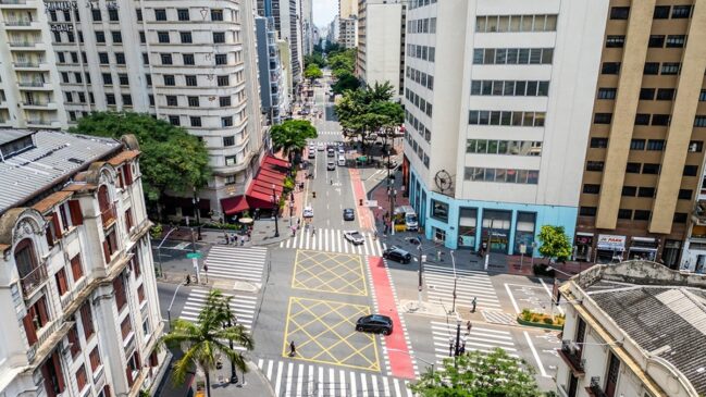 Cruzamento onde ficarão os painéis de LED no centro de São Paulo