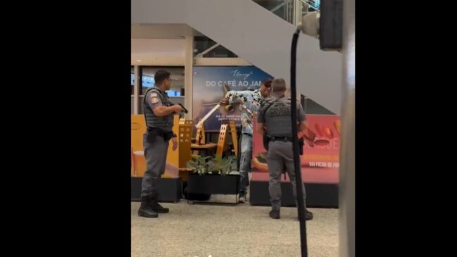 Policiais imobilizaram o homem usando uma arma de choque