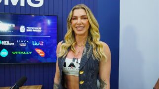 Angela Borges concedeu entrevista à TV GMG durante o Arnold Sports 2026