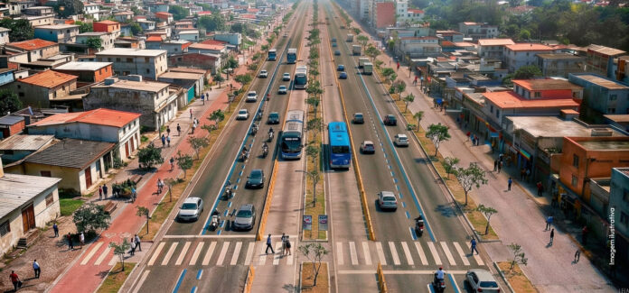 Projeto gráfico de como ficará a via na zona sul de São Paulo