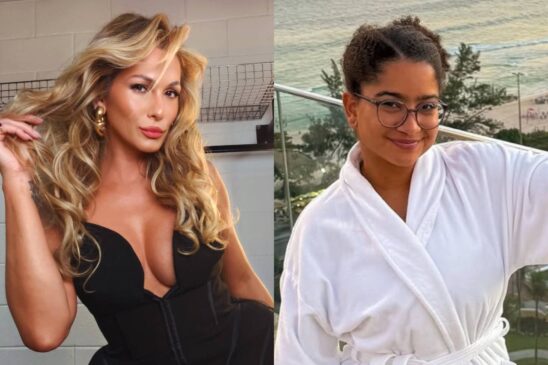 Lívia Andrade explica cara feia para ex-BBB Milena no Huck