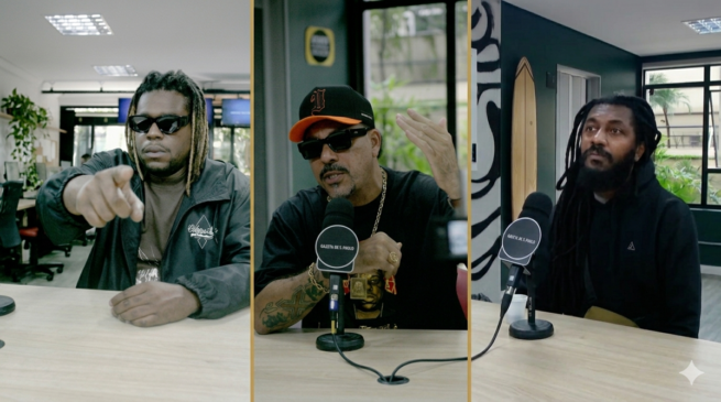 Big, Dexter e Sombra SNJ durante entrevista à Gazeta
