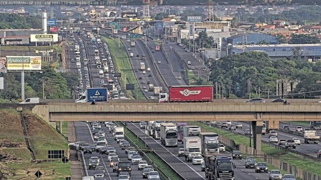 No sistema Anhanguera-Bandeirantes, o monitoramento aponta pontos de parada no quilômetro 18