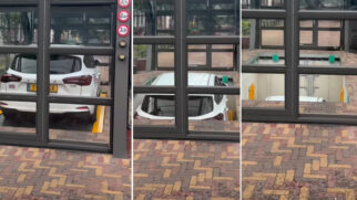 O sistema usa uma cabine de entrega e uma plataforma automatizada para guardar o carro sem motorista ao volante.
