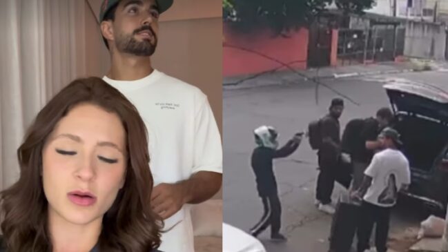 Enquanto o casal e a equipe deles se preparavam para guardar objetos após um evento, foram surpreendidos por um homem armado