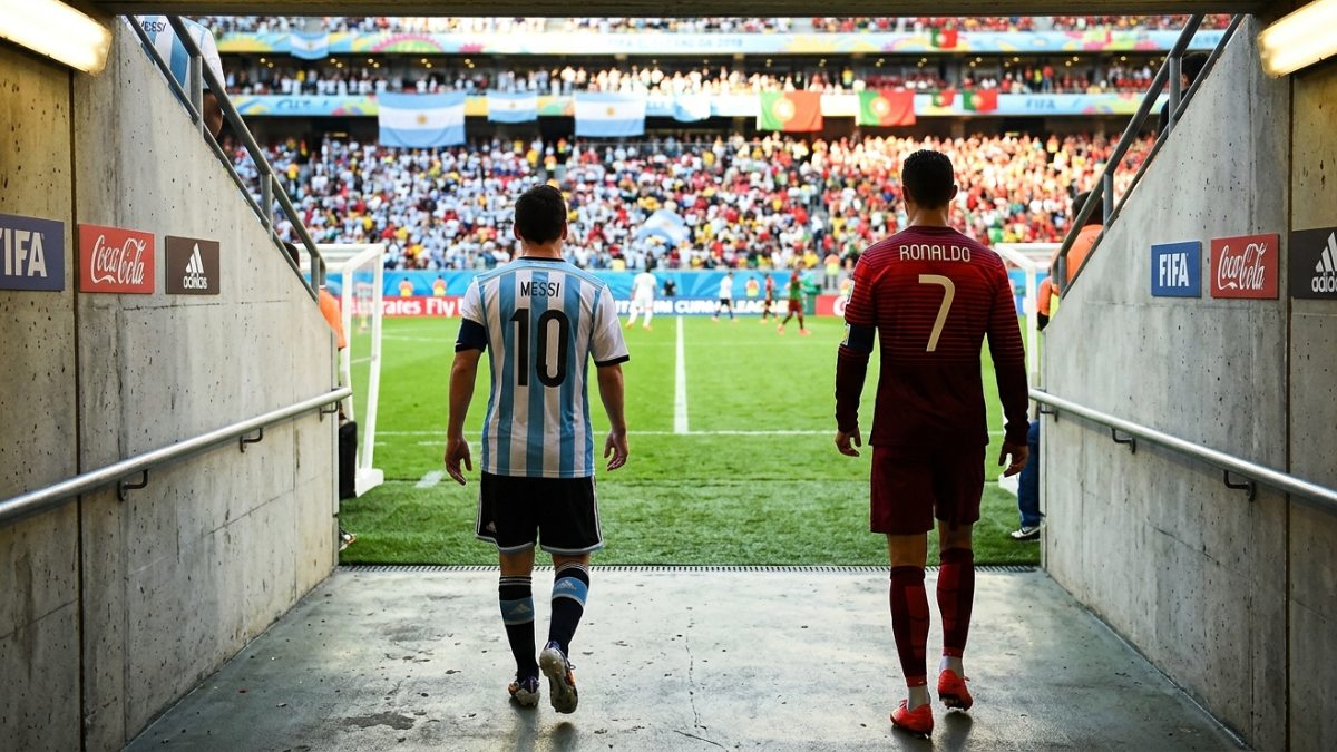 O último ato de dois gigantes. Messi e Cristiano Ronaldo se preparam para reescrever a história e encerrar uma era que jamais esqueceremos