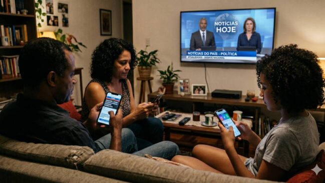 Celular tem roubado a atenção das famílias brasileiras também quanto o assunto é notícia política