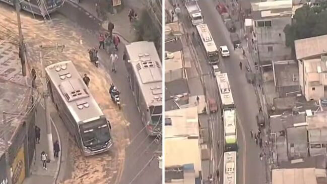 Avenida está interditada para limpeza do óleo derramado