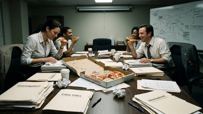 "Terminar em pizza": Quando um problema ou escândalo fica sem punição ou solução. (Foto: Reprodução IA)