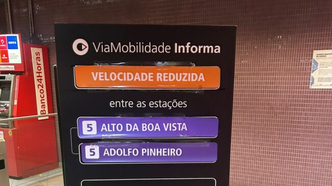 Trens da linha 5-Lilás apresentaram intervalos longos entre as viagens