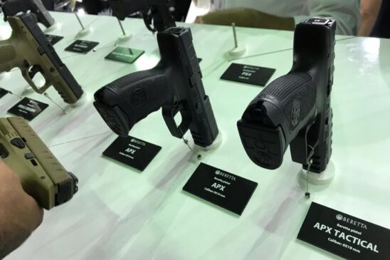 Uma pistola modelo APX Compact 9 foi furtada nesta terça-feira antes da abertura da maior feira militar da América Latina, a LAAD