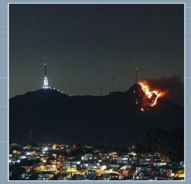 Incêndio atingiu a vegetação do Pico do Jaraguá na noite de quarta-feira; vizinhos suspeitam que balão caiu no local