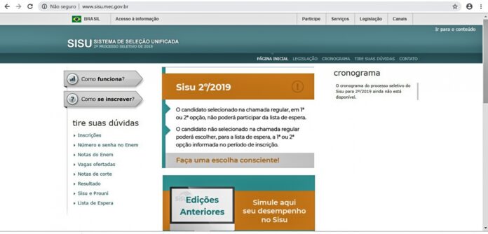 As vagas disponíveis nas instituições e cursos oferecidos no Sisu do segundo semestre estão na pagina do Sisu na internet