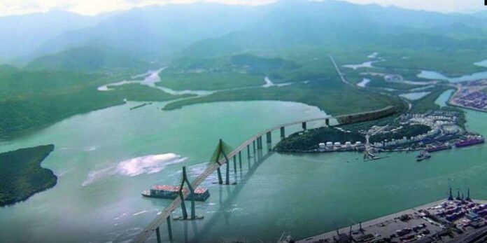 Ponte que vai ligar Santos ao Guarujá, no litoral do estado de SP