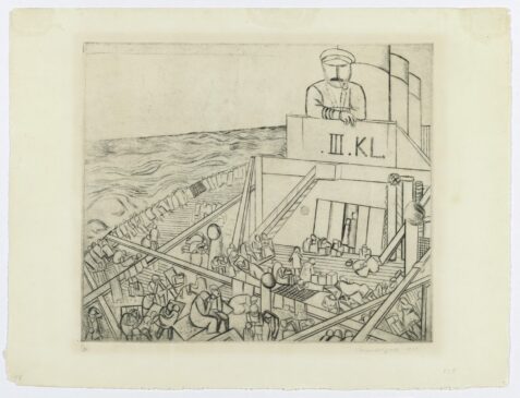 Obra 'III Classe e Marinheiro'; Segall reproduzia em suas gravuras o sofrimento de judeus imigrantes que vinham para o Brasil