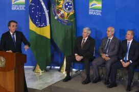 O presidente Jair Bolsonaro (PSL) durante cerimônia no no Palácio do Planalto, nesta quinta-feira
