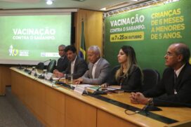 Ministério da Saúde durante coletiva sobre a campanha ontem