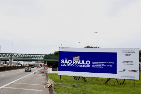 Para quem vai à Baixada Santista, encontrará obras logo na entrada da cidade de Santos