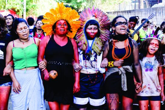 Indígenas da etnia Guarani Mbya protestaram contra o cumprimento de reintegração de posse