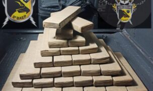 Os policiais encontraram os tijolos de maconha no porta-malas do veículo