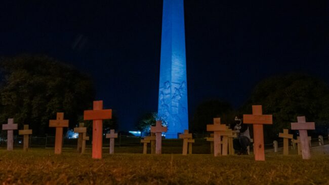 Ato em S&atilde;o Paulo em homenagem &agrave;s v&iacute;timas da Covid-19