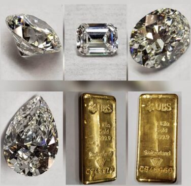 Ao todo estão disponíveis para venda 20 lotes, sendo 15 de diamantes e 5 lingotes de ouro 24k