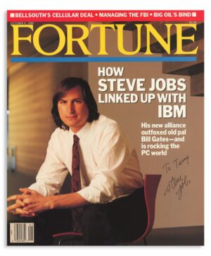 O exemplar da Revista Fortune, assinada por Jobs, é de 1989