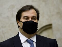 O presidente da C&acirc;mara, Rodrigo Maia, durante cerim&ocirc;nia de posse do presidente do STF, Luiz Fux.