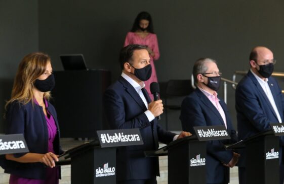 Governador de SP, João Doria, durante coletiva de imprensa ontem