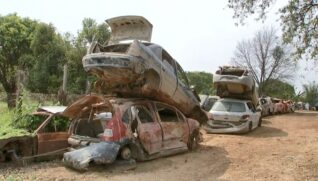 O trabalho de remoção dos carros começou no dia 25 de setembro; veículos apareceram em lago