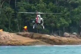 Vítimas foram resgatadas pelo helicóptero Águia, da Polícia Militar