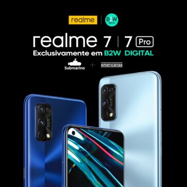 O destaque fica com o realme 7 Pro, conhecido por revolucionar o carregamento rápido, alcançando a capacidade máxima em apenas 34 minutos