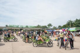 A instalação da roda gigante no Villa Lobos, também inspecionada nesta visita, faz parte das obras de revitalização do Rio Pinheiros, segundo o Governo