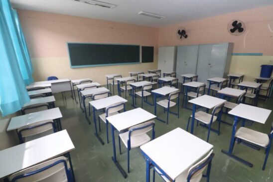 Sala de aula vazia em Ribeirão Pires, no ABC Paulista