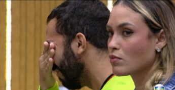 Sarah e Gil durante votação de paredão no 'BBB 21'