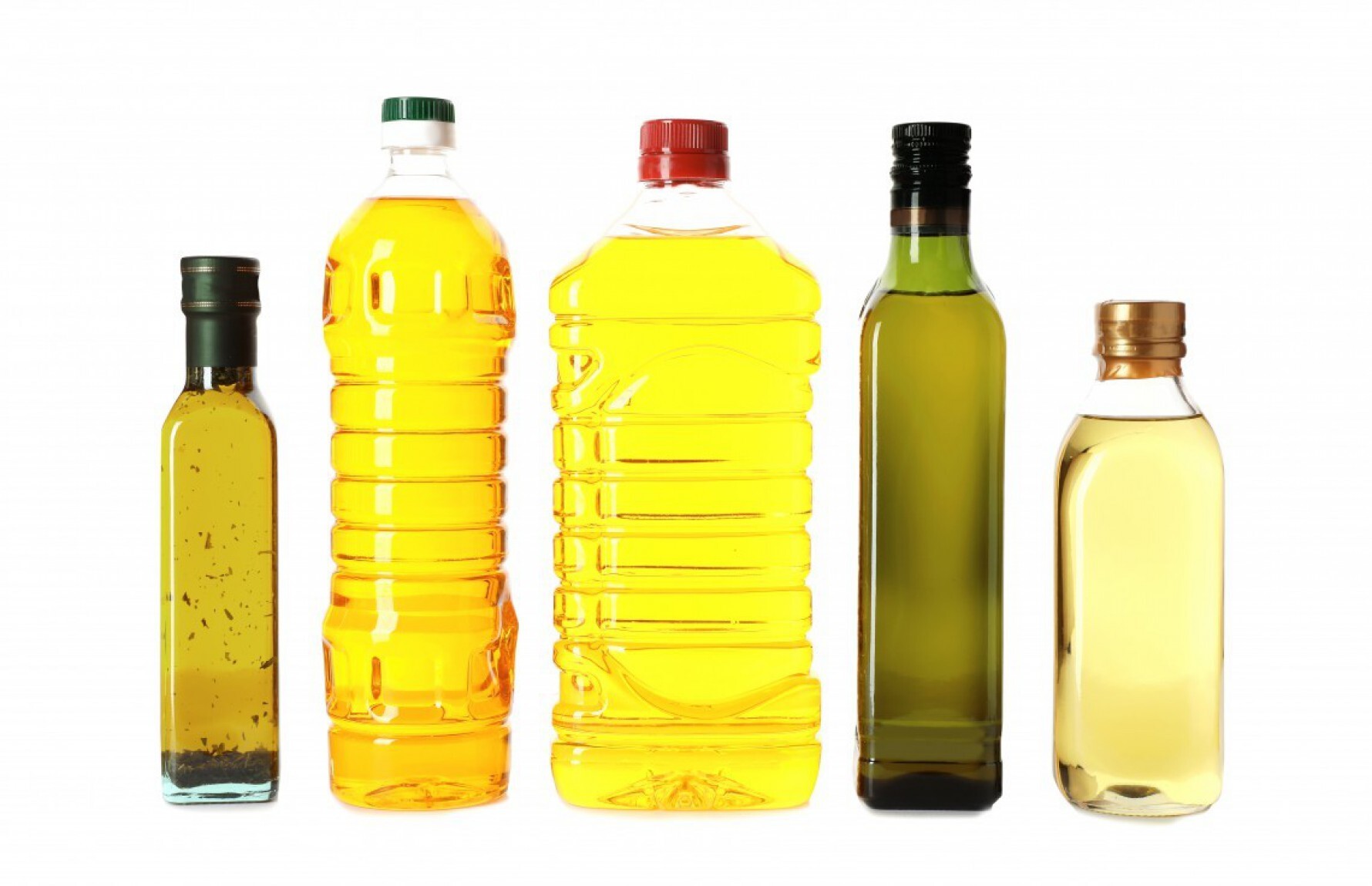 Garrafas com diferentes óleos