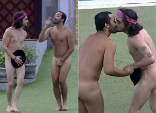 Fiuk e Gilberto dão selinho e pulam pelados na piscina do BBB21
