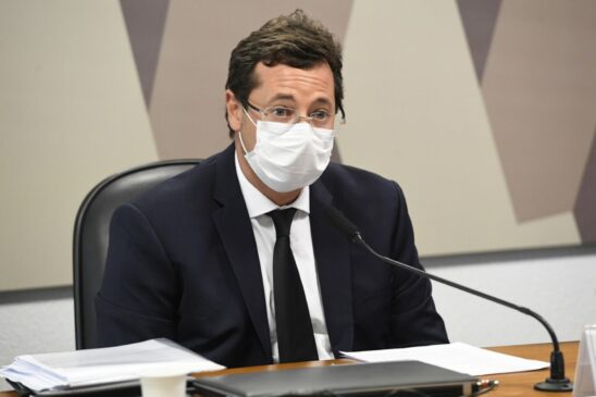 O ex-secret&aacute;rio de Comunica&ccedil;&atilde;o da Presid&ecirc;ncia, Fabio Wajngarten, durante depoimento na CPI da Pandemia