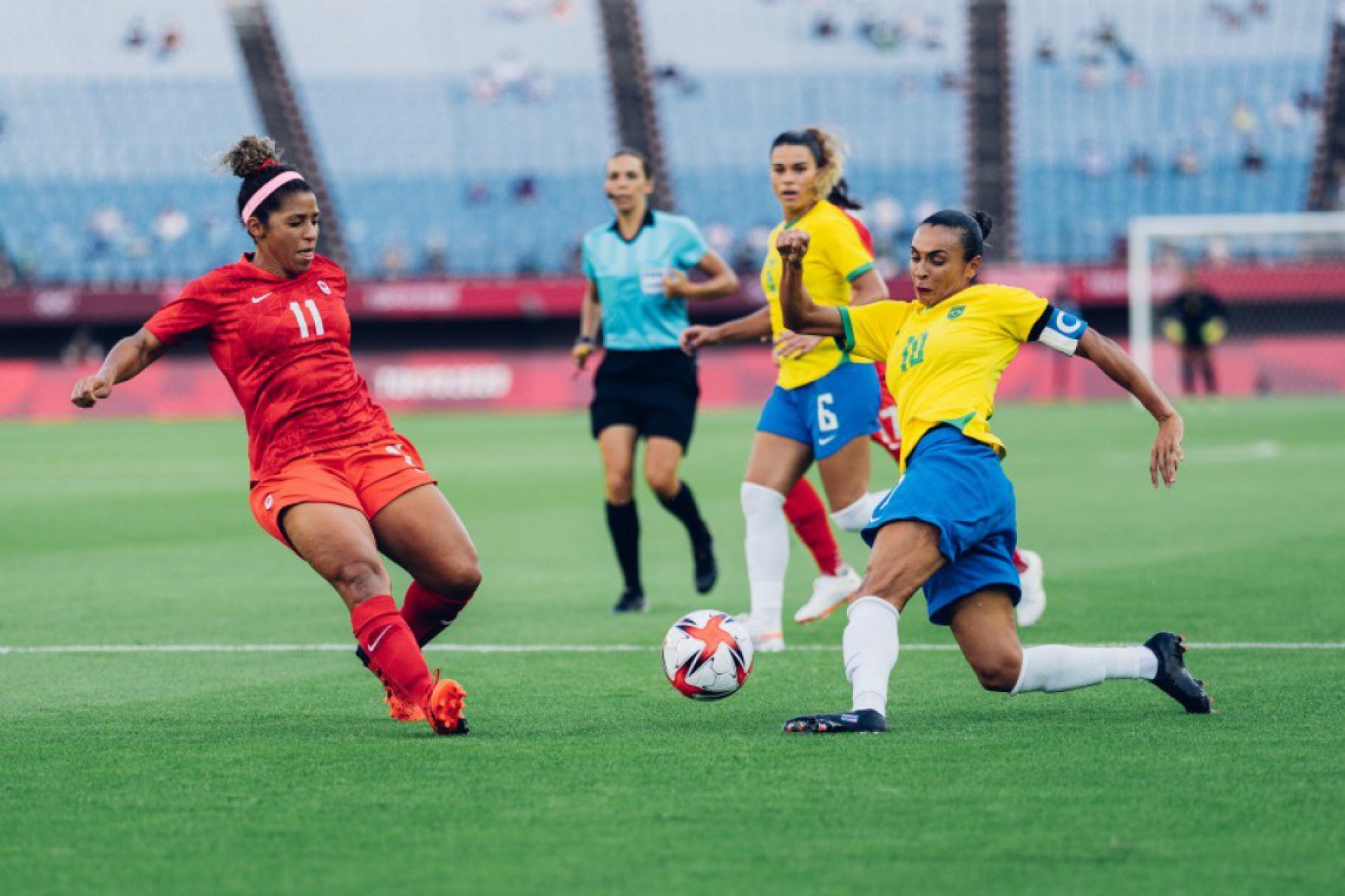 Brasil e Canadá fizeram uma das quartas de final do torneio de futebol feminino na Olimpíada de Tóquio 2020